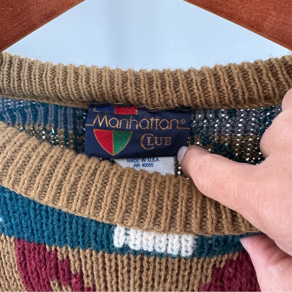 Vintage 80s Grandpa Boxy Chunky Sweater Unisex Size S - Picture 4 of 8